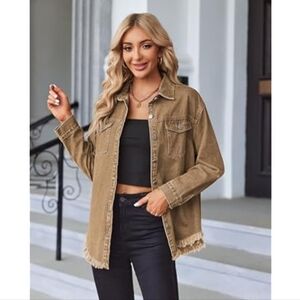 Black Label by C'est Toi Light Brown Acid Wash Frayed Jean Jacket SZ.XS